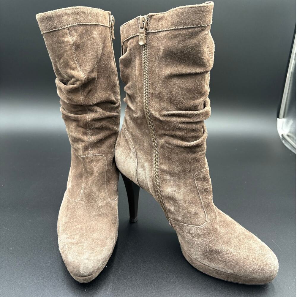Nero Giardini Made in Italy Brown Suede Slouch Heel Boots Size 39 EU